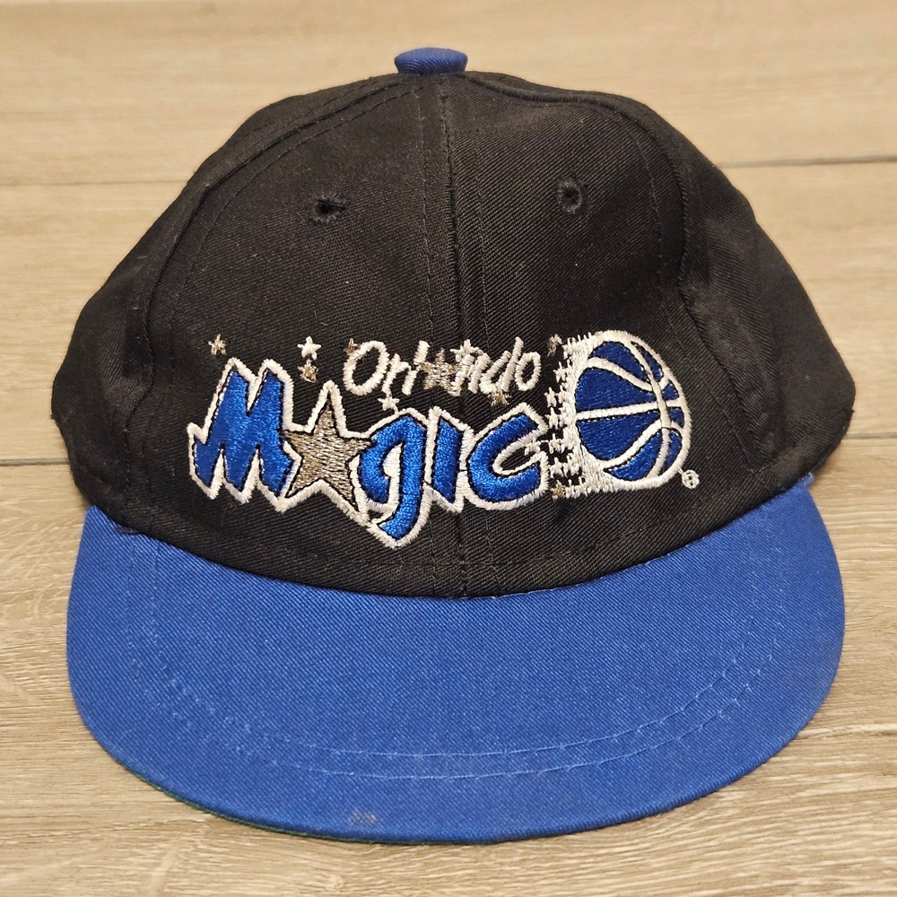 Vintage Orlando Magic Black Infant Stretch Hat Spellout Script AJD Baseball Cap